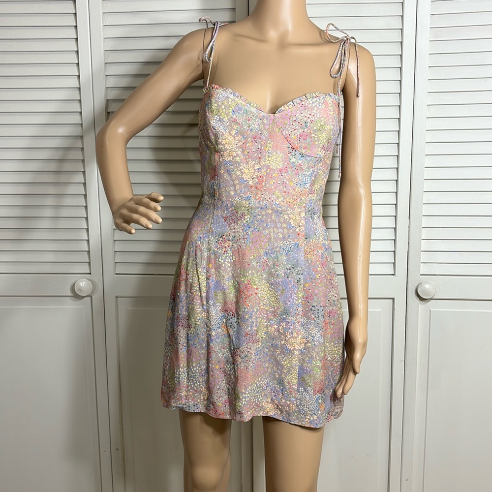 Aritzia Wilfred Fable Floral Sweetheart Ruffled Dress Size 4